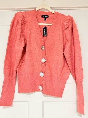 NWT Express puff sleeve embellished sweater sz M